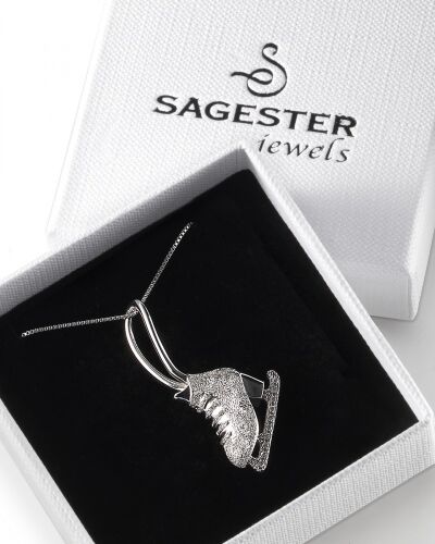 Sagester Necklace Skating shoe with zircons Sterling Silver